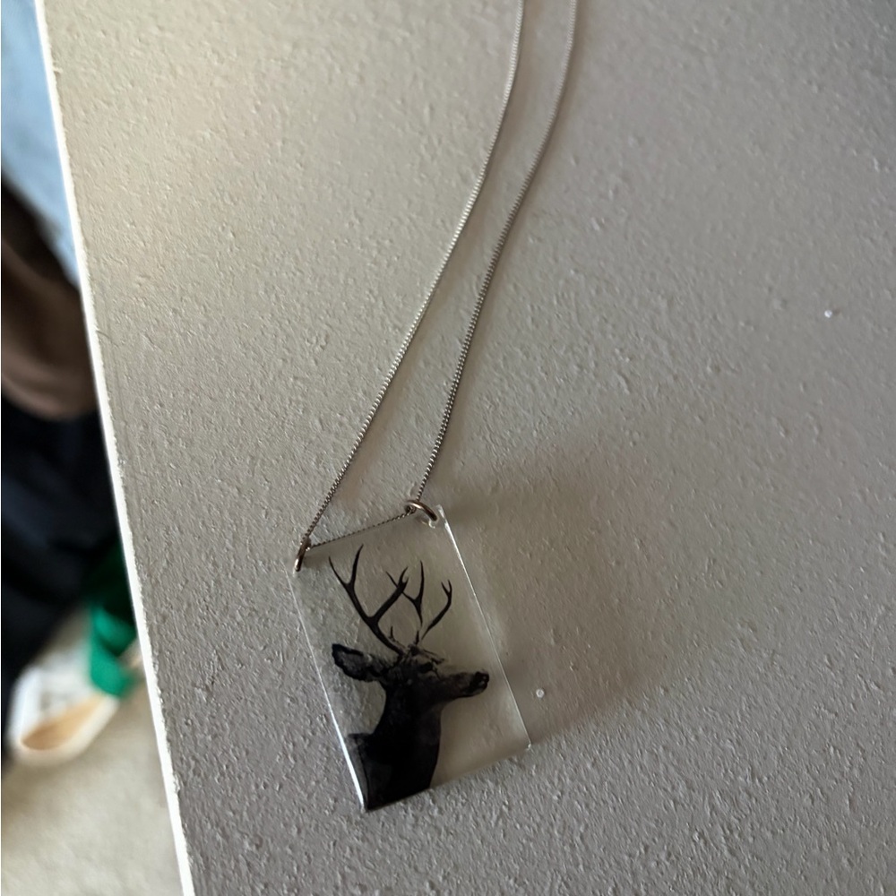Handmade deer photograph necklace